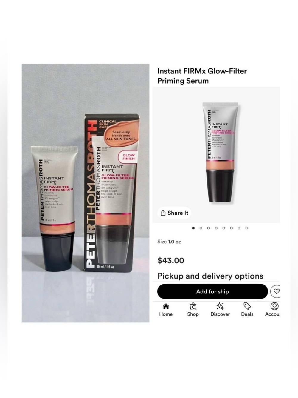 Peter Thomas Roth Instant FIRMx Glow-Filter Priming Serum 1.0 oz